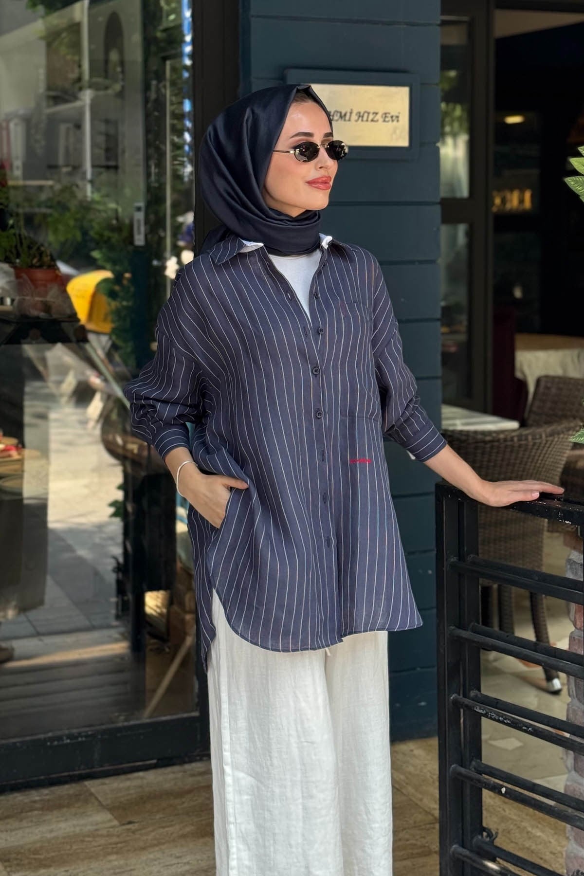 QOOQ Mila Gömlek 26SS220 Lacivert