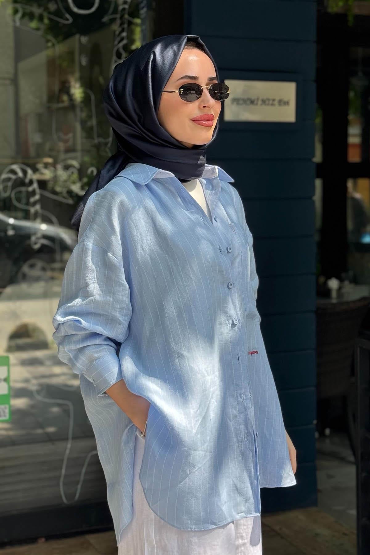 QOOQ Mila Gömlek 26SS220 Mavi