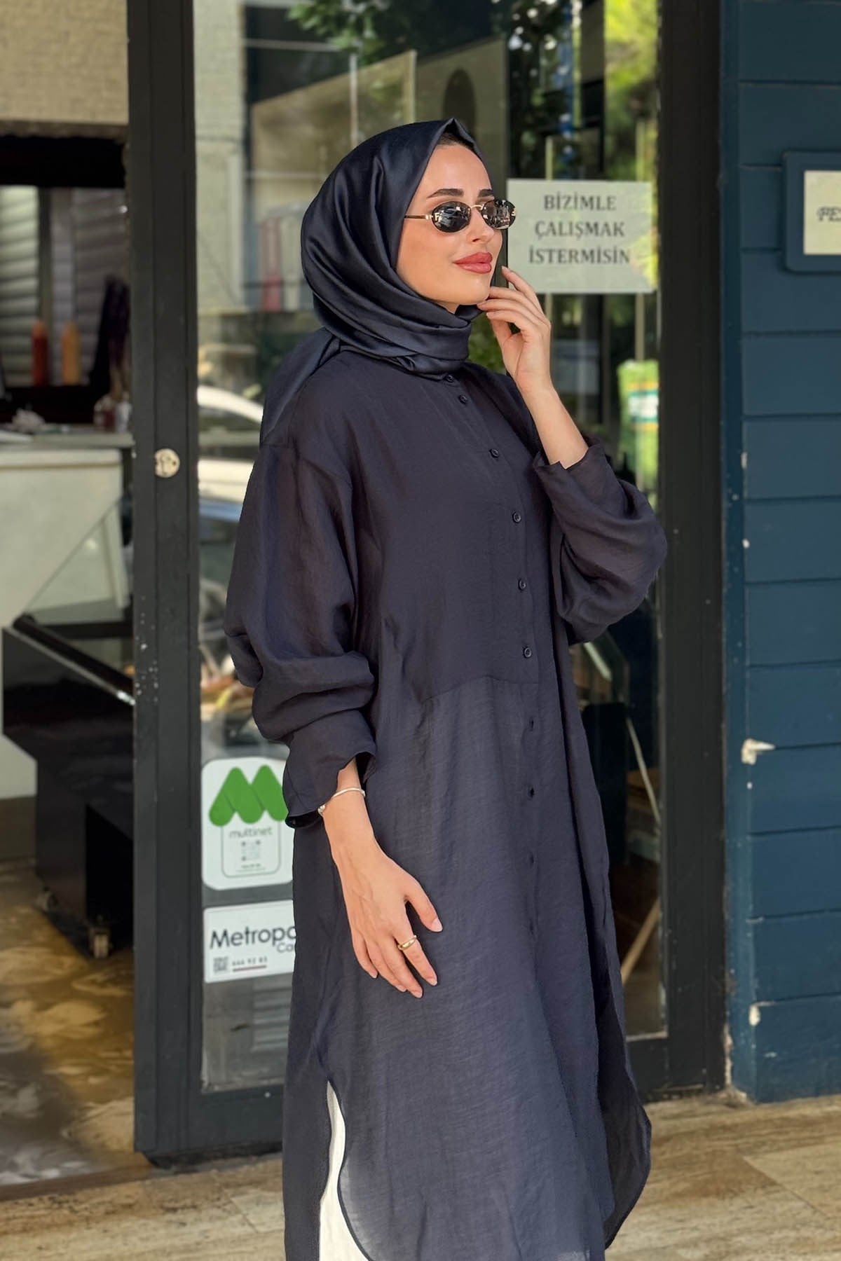QOOQ Minerva Tunik 26SS237 Lacivert