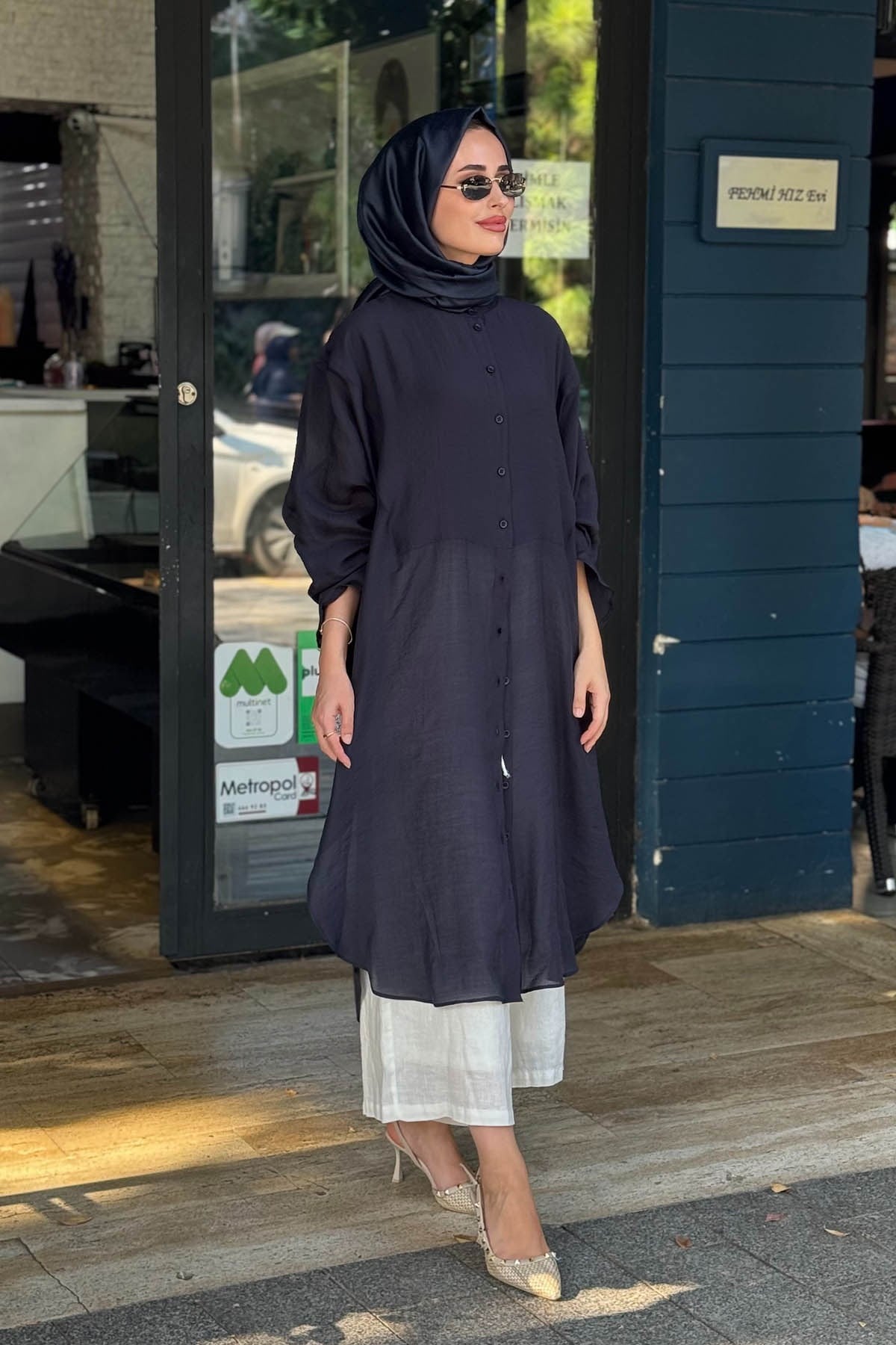 QOOQ Minerva Tunik 26SS237 Lacivert