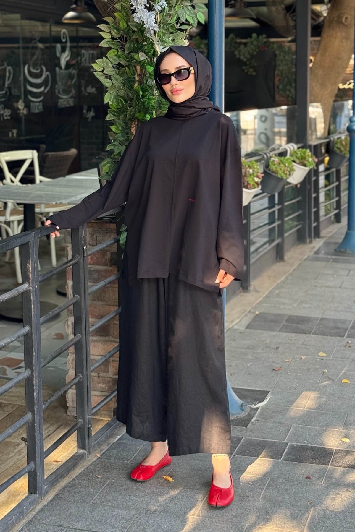 QOOQ Nakışlı Sweat 26SS216 Siyah