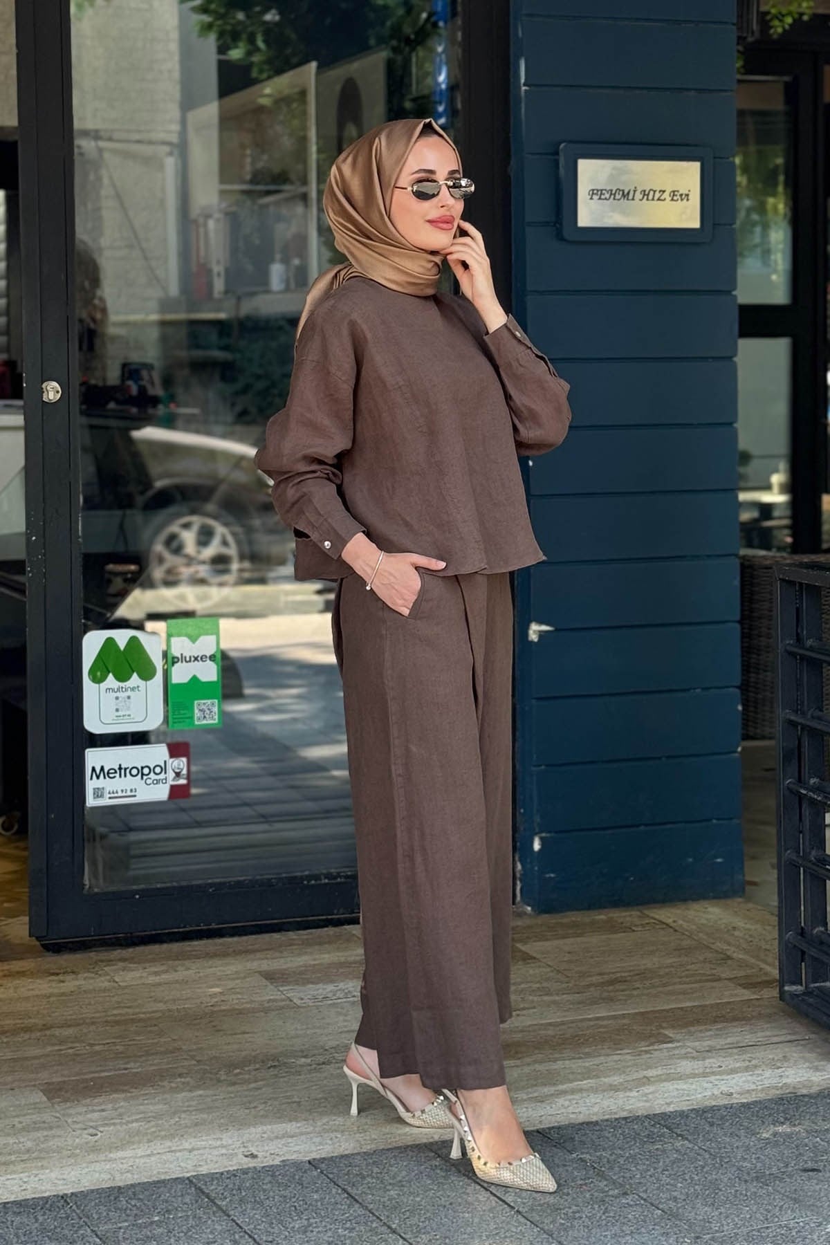 QOOQ Pantolonlu Takım 26SS223T Kahve