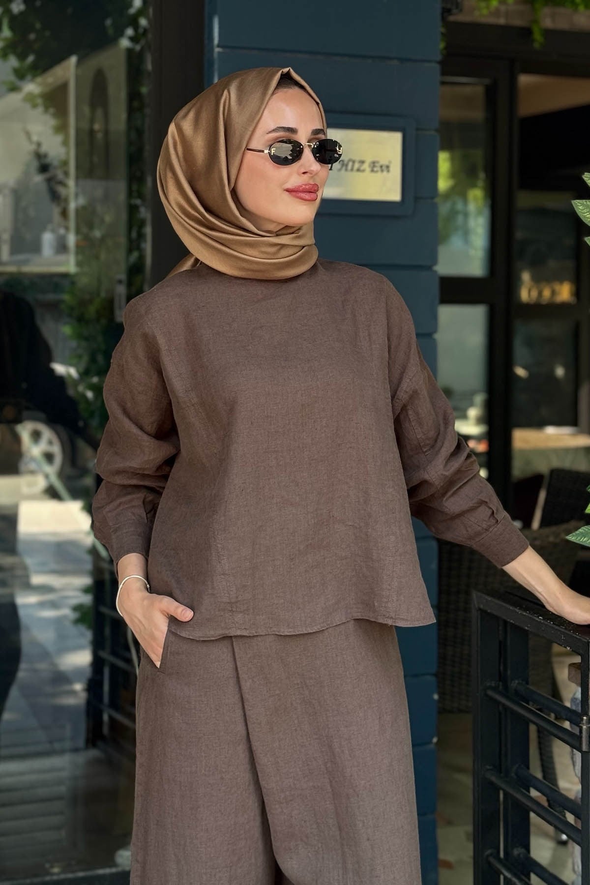QOOQ Pantolonlu Takım 26SS223T Kahve