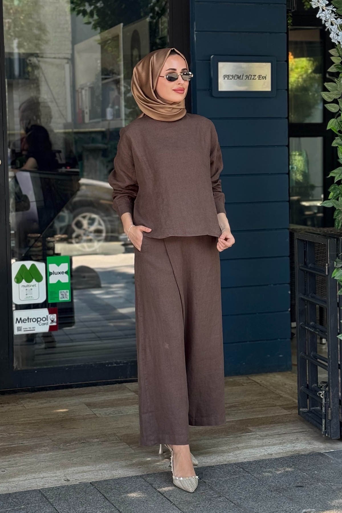 QOOQ Pantolonlu Takım 26SS223T Kahve