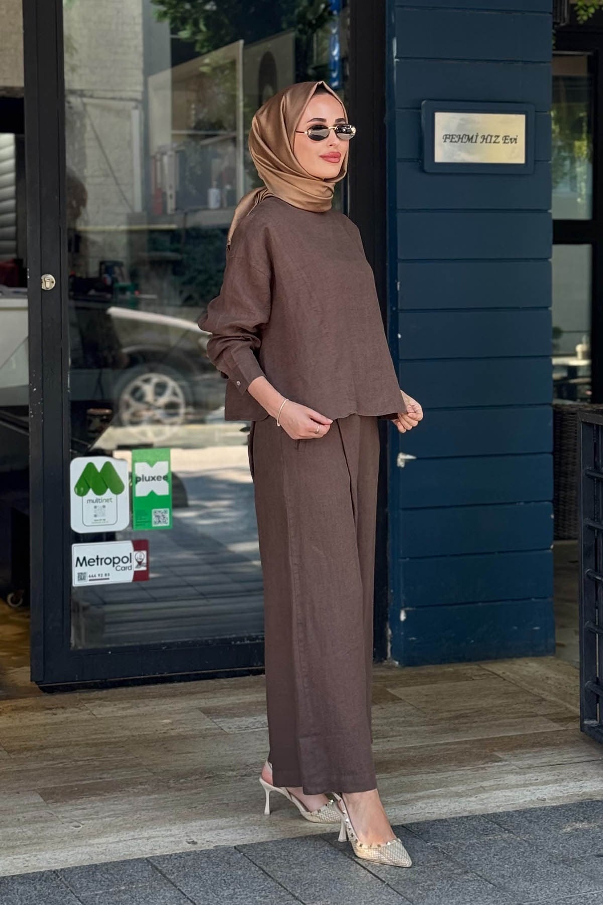 QOOQ Pantolonlu Takım 26SS223T Kahve
