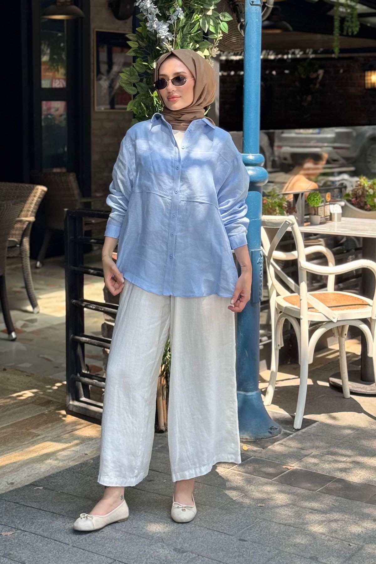 QOOQ Pera Gömlek 26SS227 Bebe Mavisi