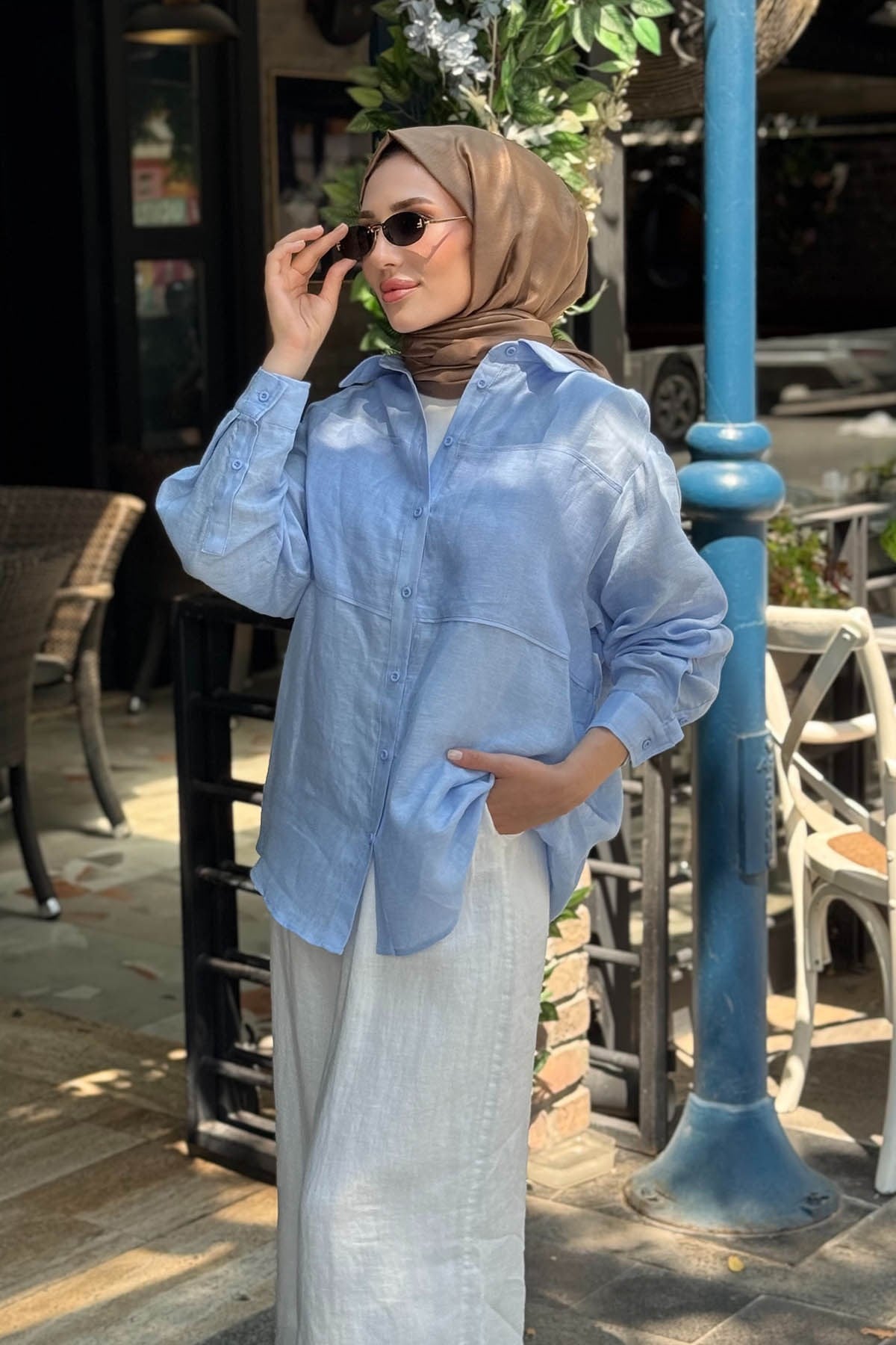 QOOQ Pera Gömlek 26SS227 Bebe Mavisi