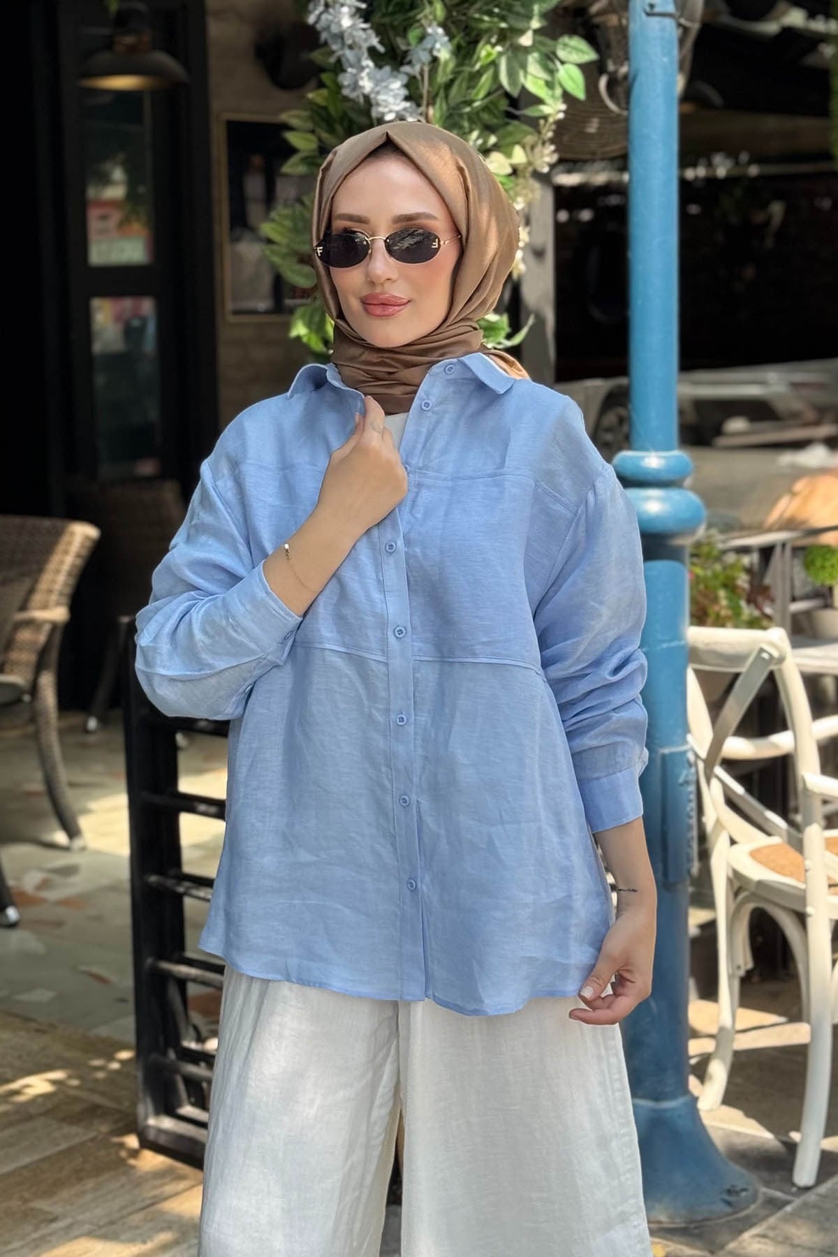 QOOQ Pera Gömlek 26SS227 Bebe Mavisi
