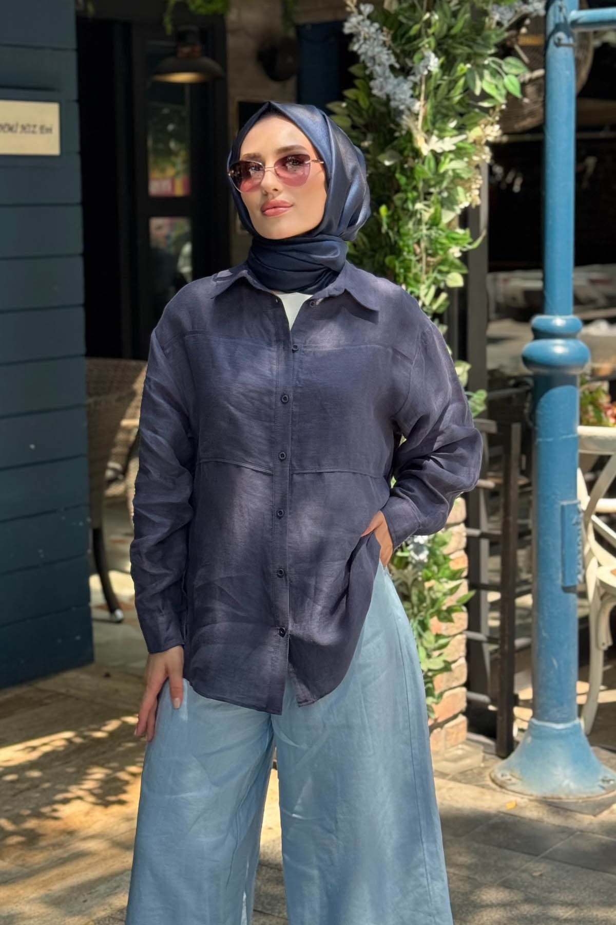 QOOQ Pera Gömlek 26SS227 Lacivert