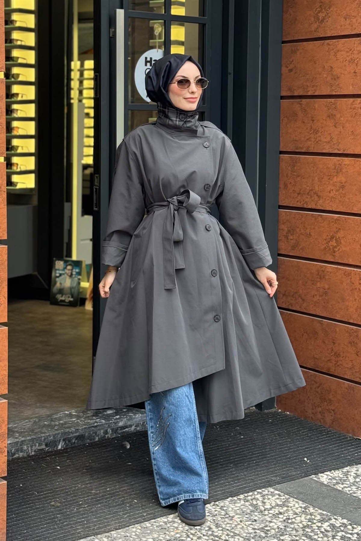 QOOQ Trench 27FW601 Gri