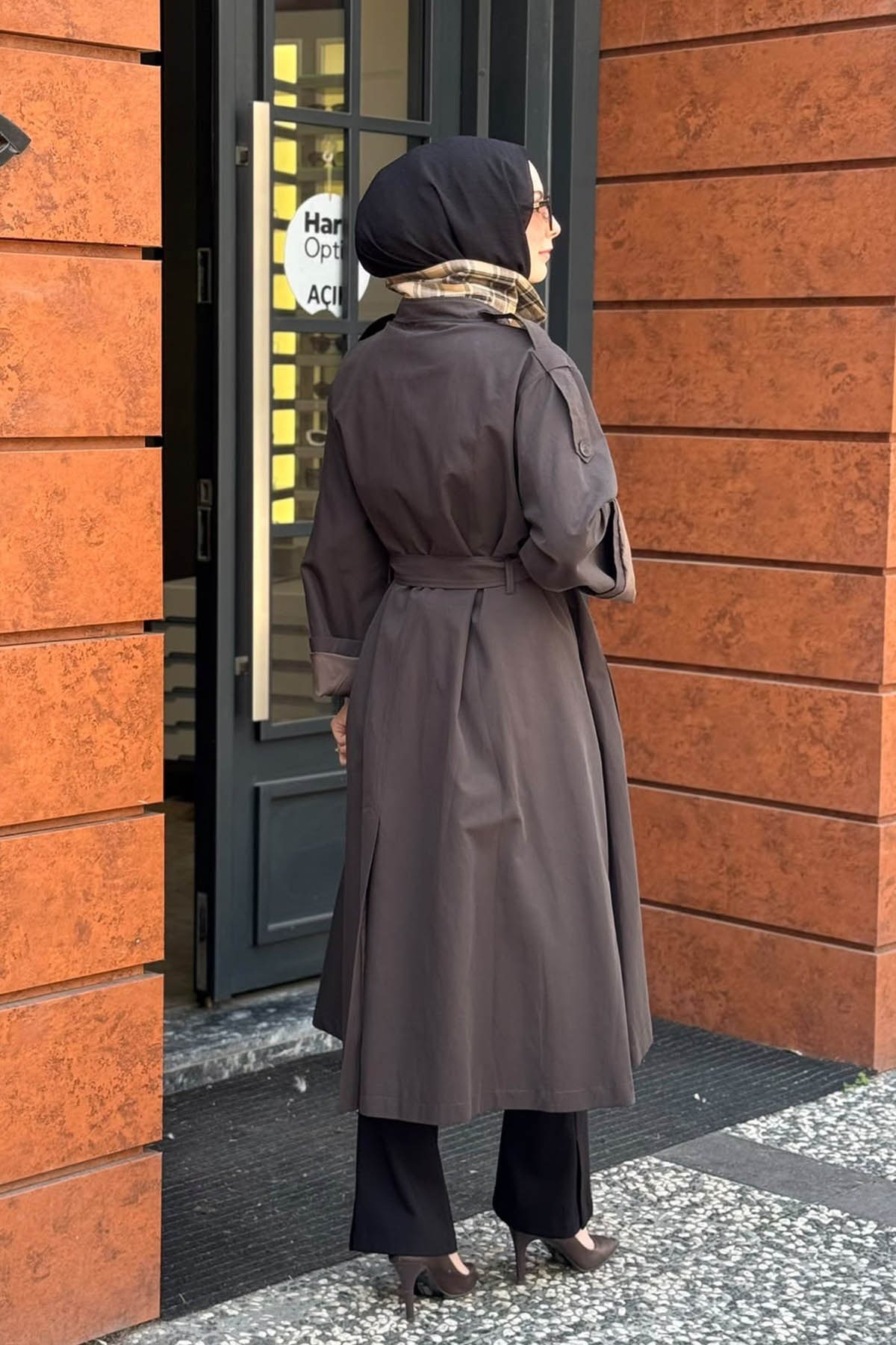 QOOQ Trench 27FW601 Kahve