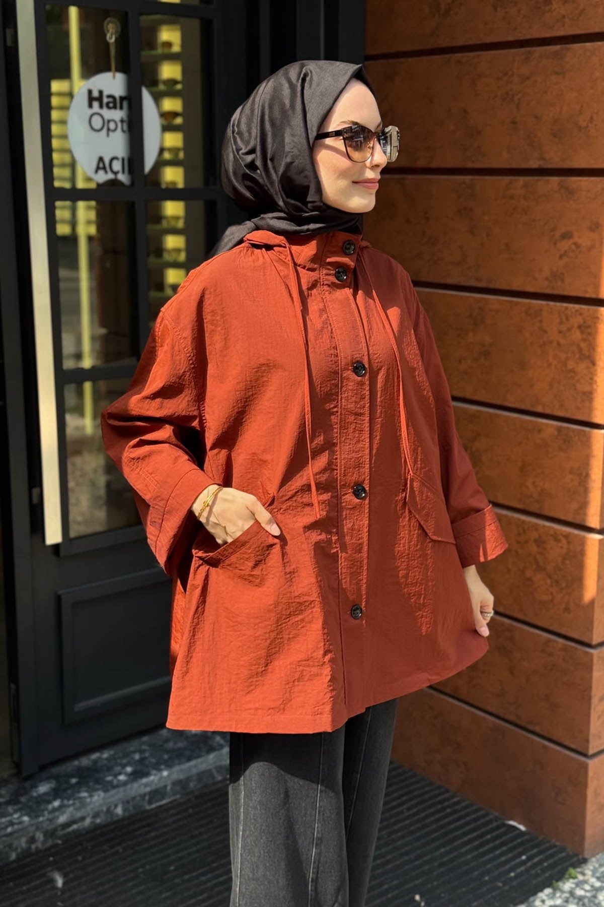 QOOQ Yağmurluk 27FW629 Kiremit
