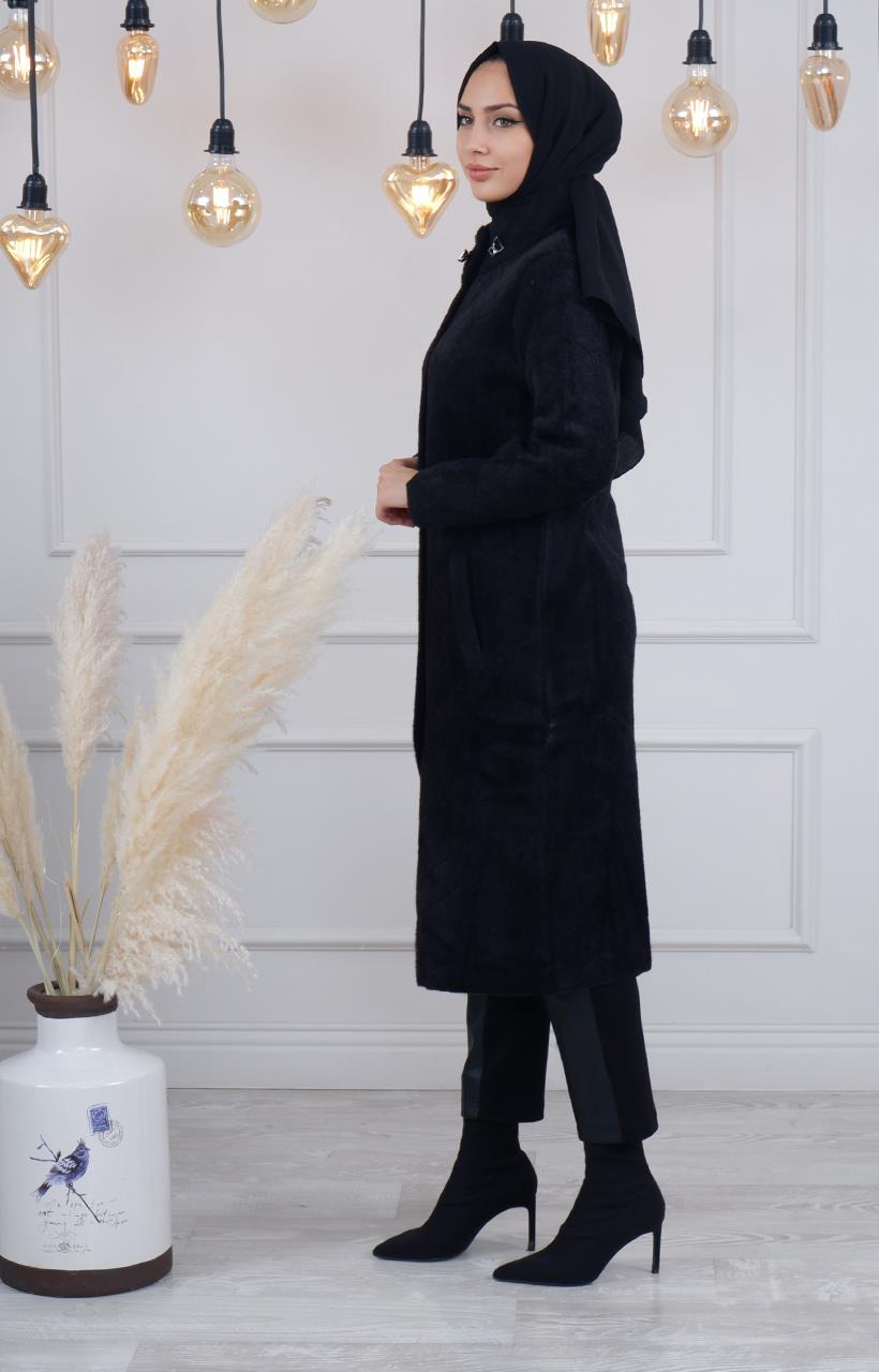 tığ triko Hırka 21102 Siyah