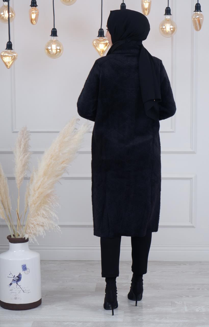 tığ triko Hırka 21102 Siyah