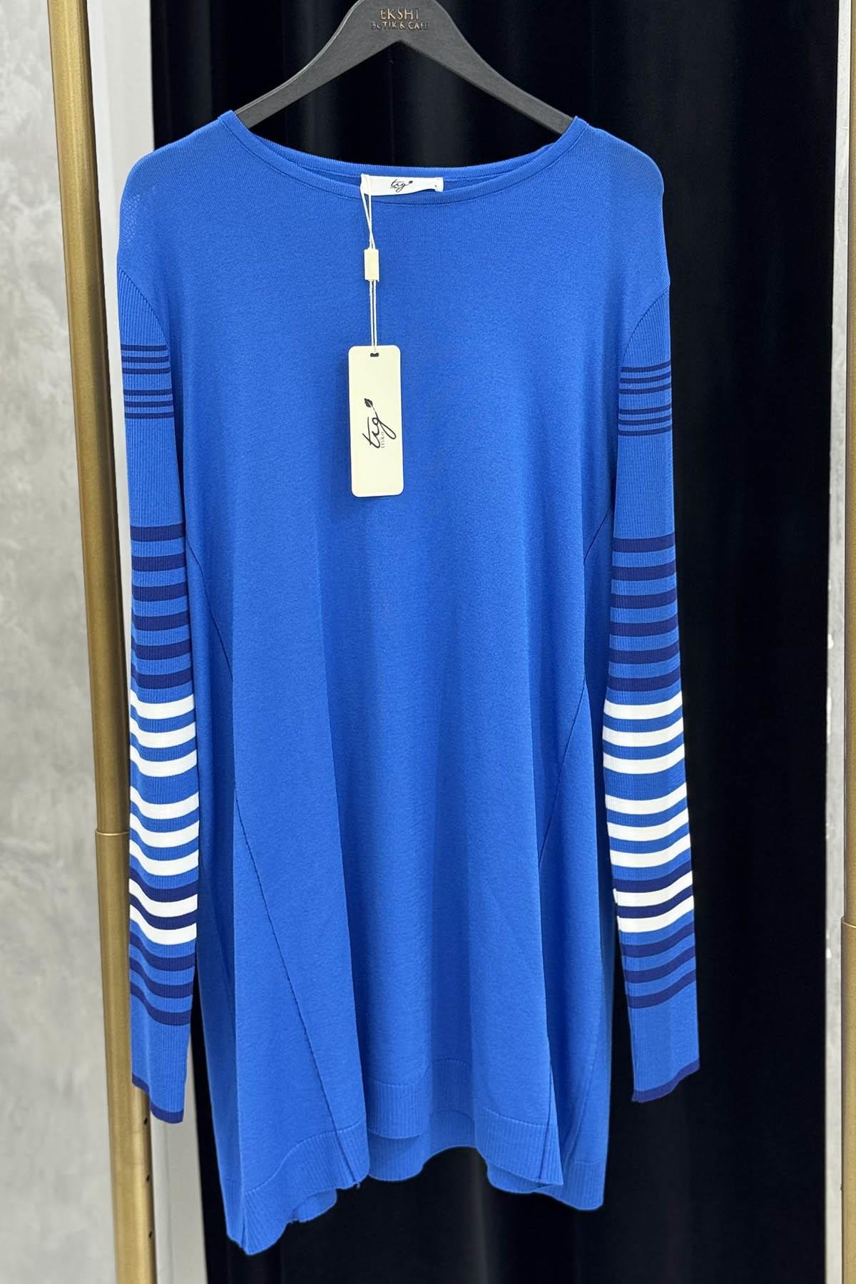 tıg triko Tunik 21475 Saks Mavi