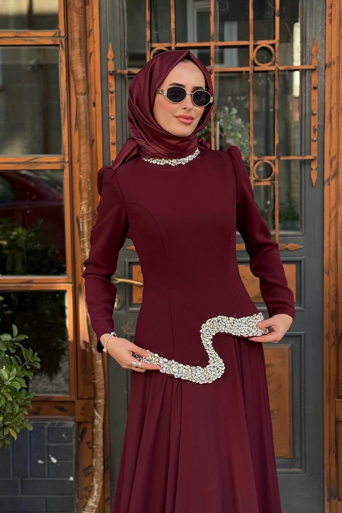TUAY Qeen Abiye 4437 Bordo