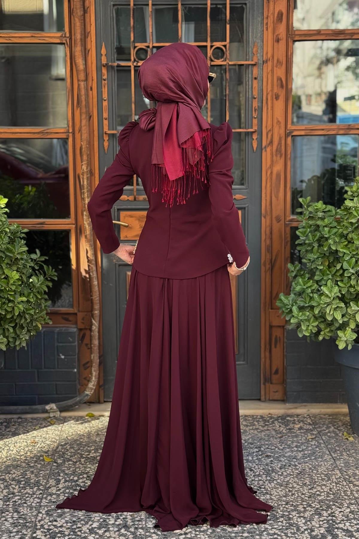 TUAY Qeen Abiye 4437 Bordo