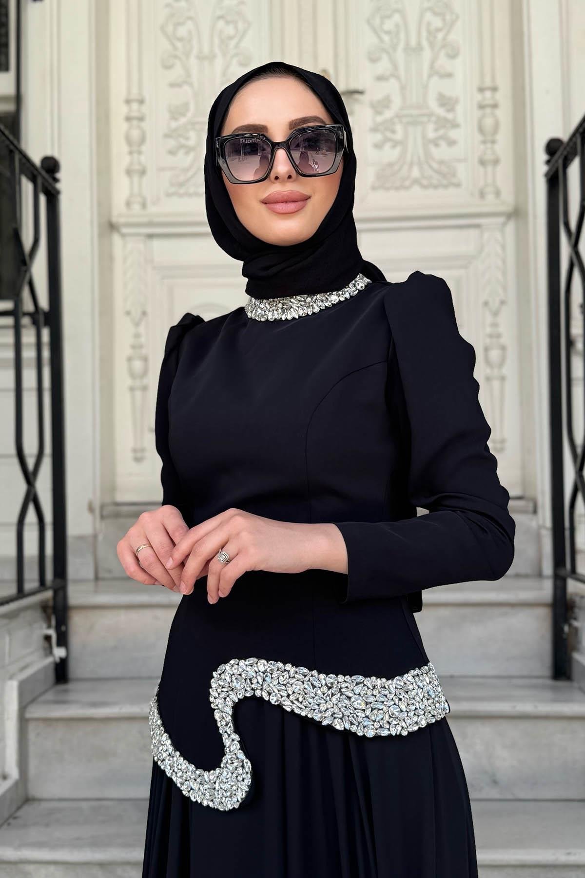 TUAY Qeen Abiye 4437 Siyah