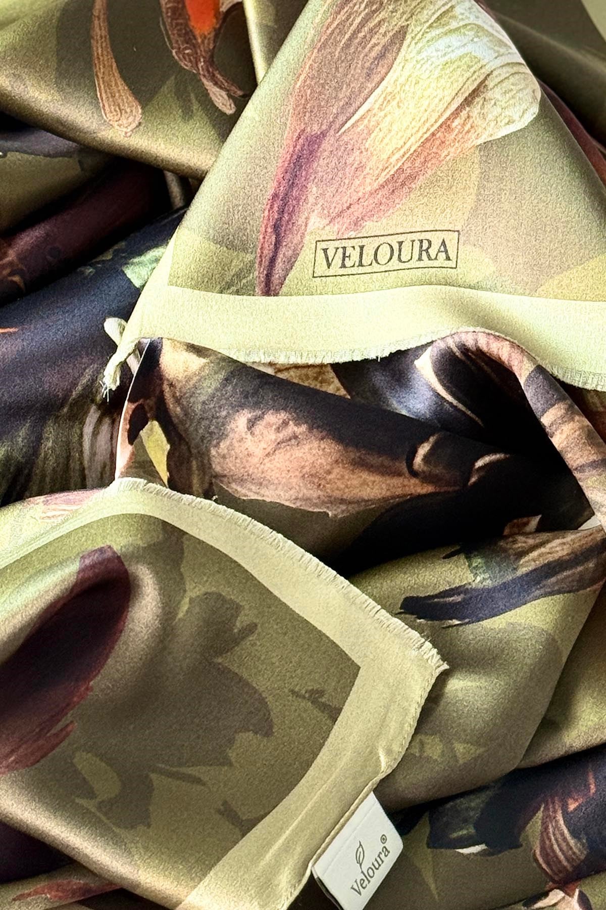 VELOURA Florıa İpek Desenli Şal VLRETRN Haki