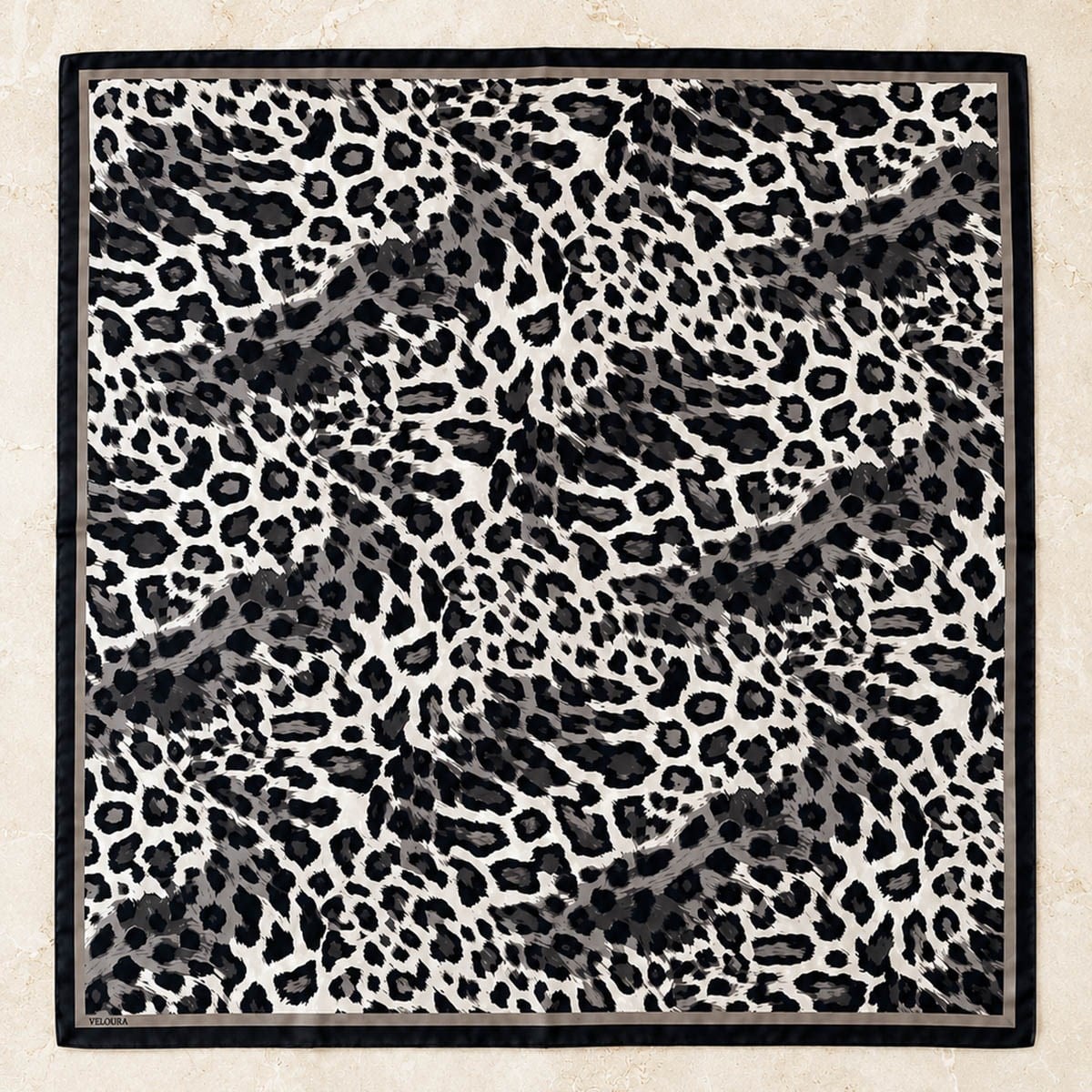 VELOURA Leopar Desenli Eşarp VLRLPR Siyah