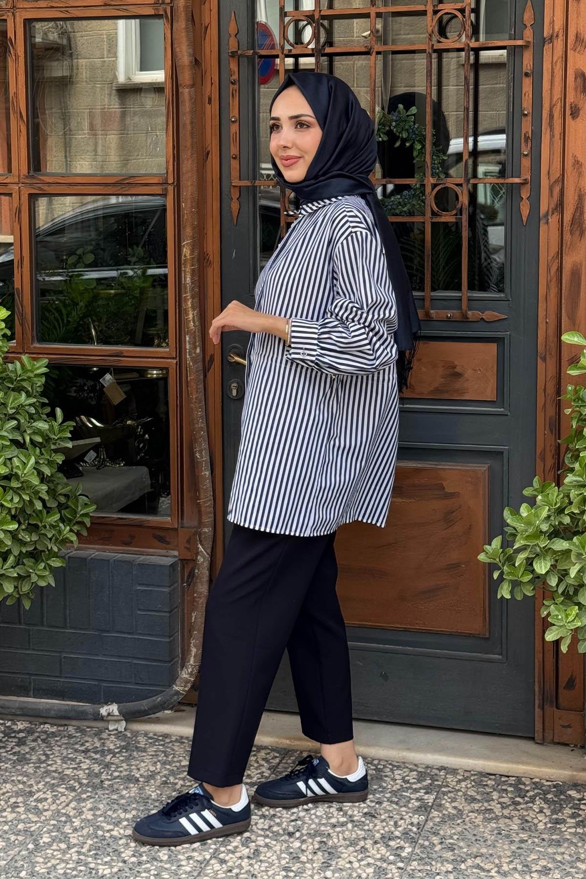 venöve Betty Gömlek 26FWGOM0002 Lacivert