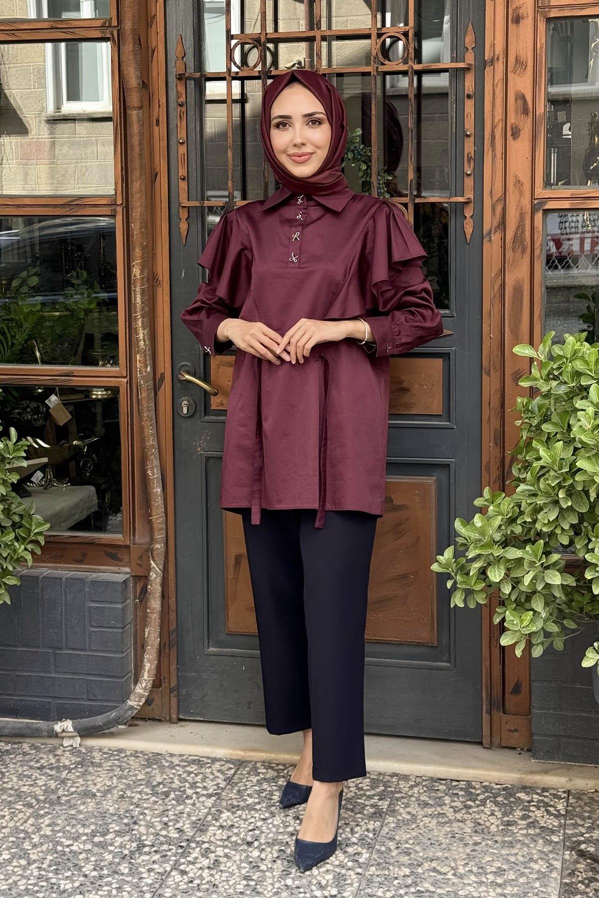 venöve Danny Gömlek 26FWGOM0007 Bordo