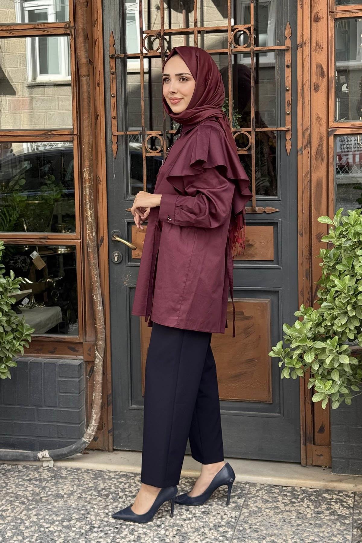 venöve Danny Gömlek 26FWGOM0007 Bordo