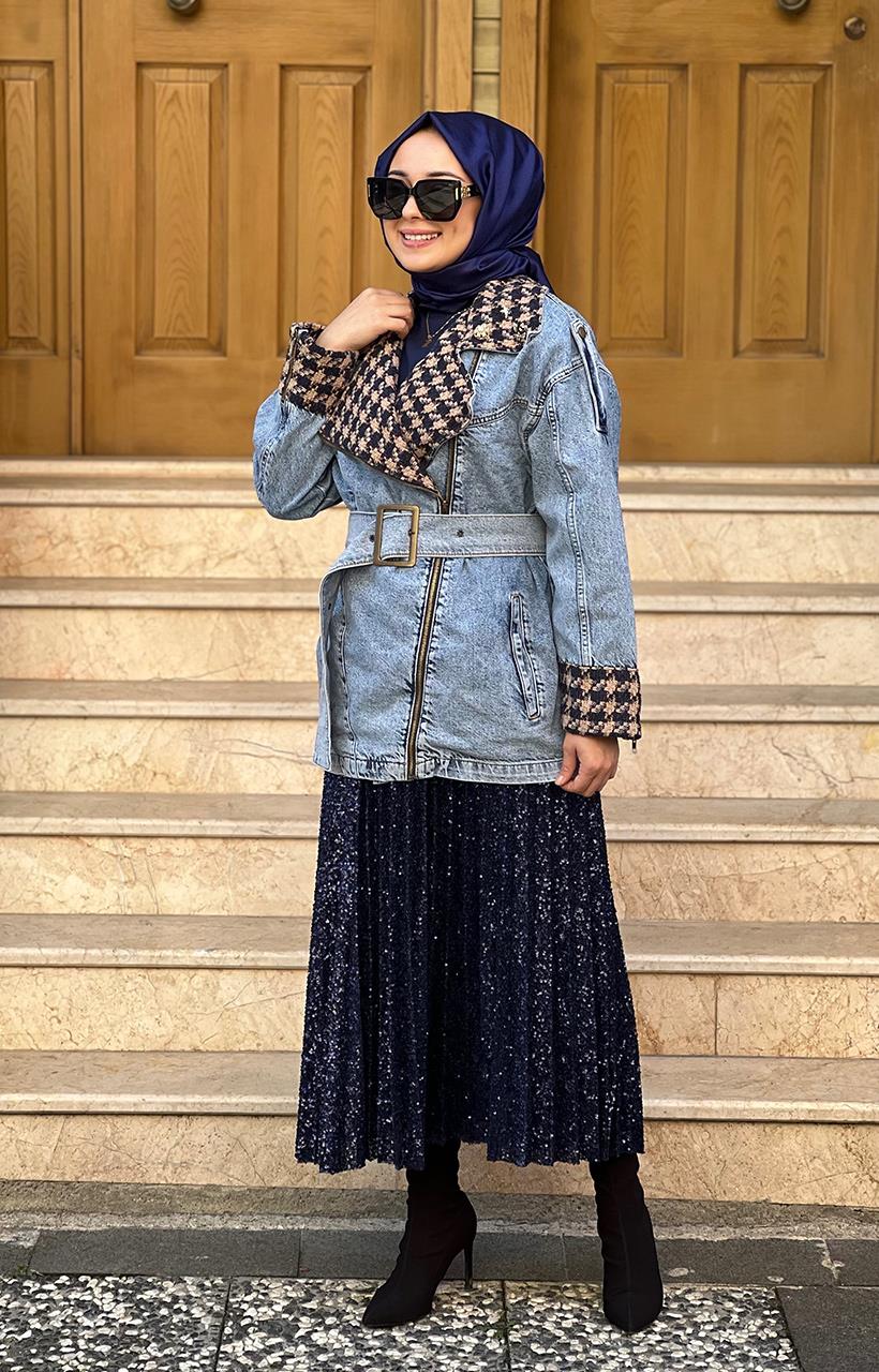 venöve Denim Ceket 24FWCEK0009 Mavi