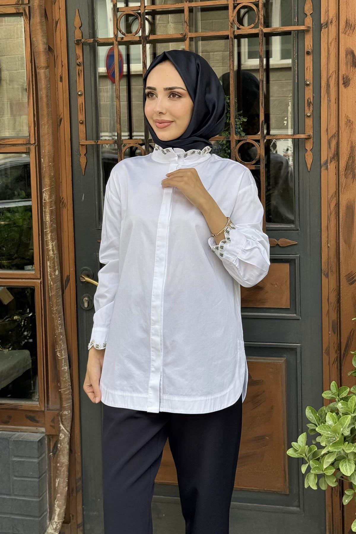 venöve Kenza Gömlek 26FWGOM0008 Beyaz