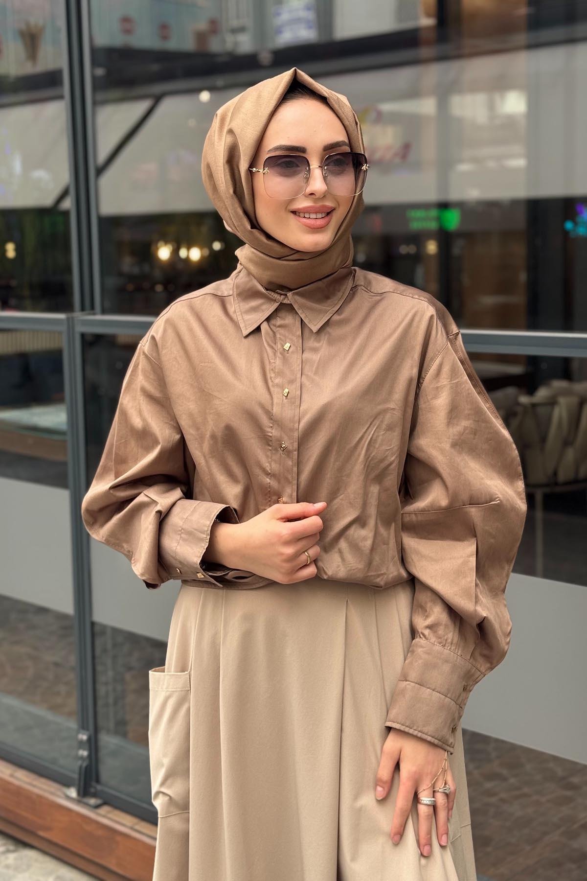 venöve Lois Gömlek 25SSGOM0007 Kahverengi