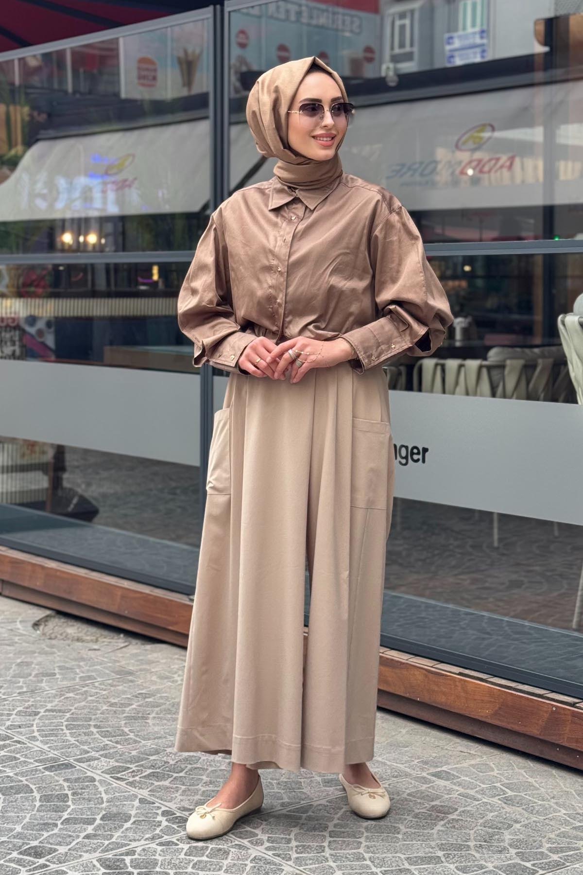 venöve Lois Gömlek 25SSGOM0007 Kahverengi