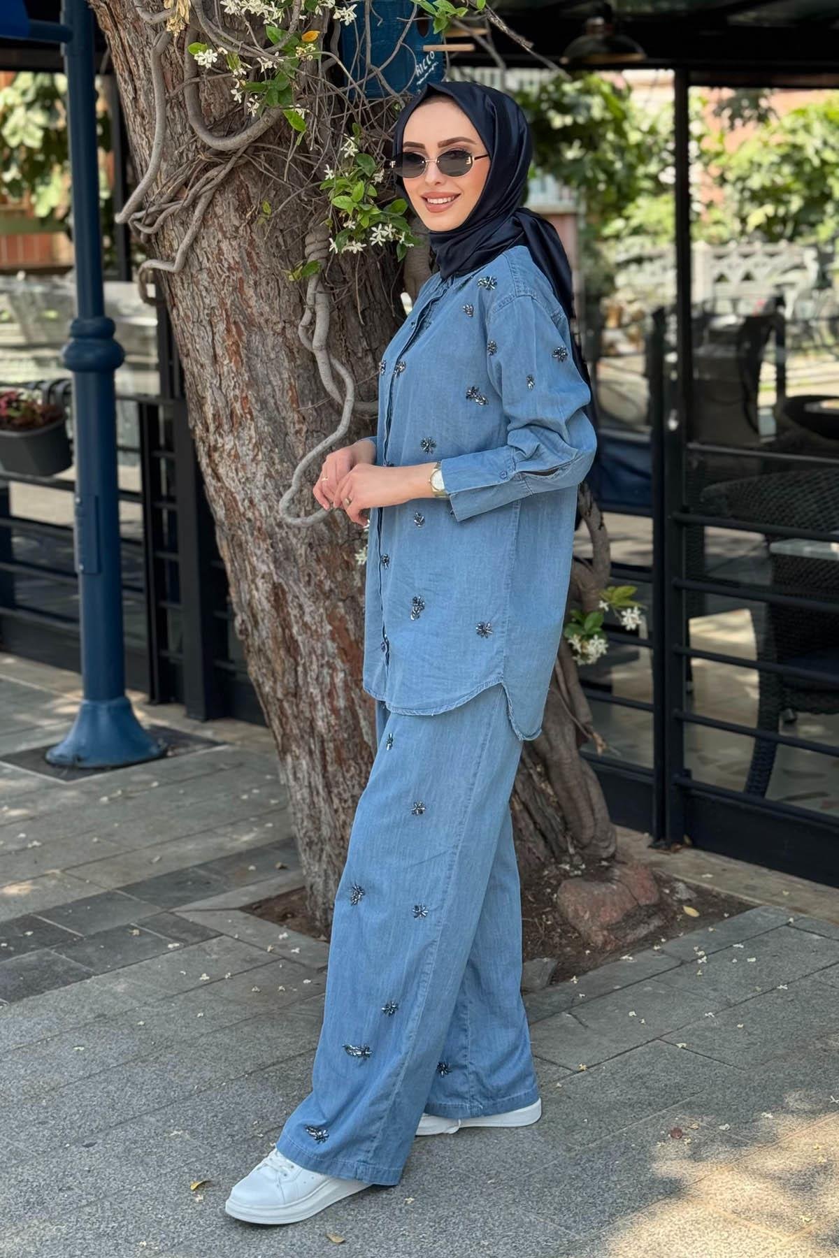 venöve Meva Gömlek 25SSGOM0012 Mavi