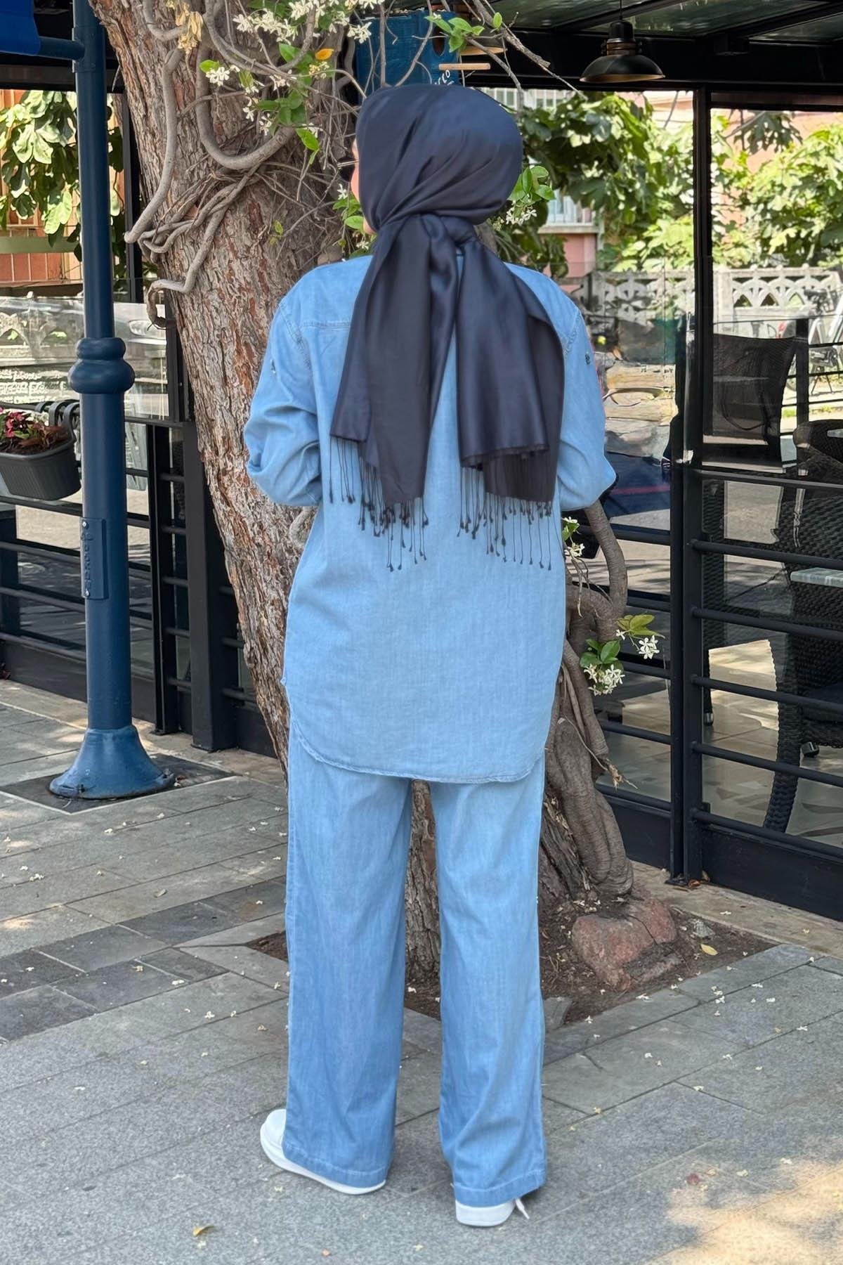 venöve Meva Gömlek 25SSGOM0012 Mavi