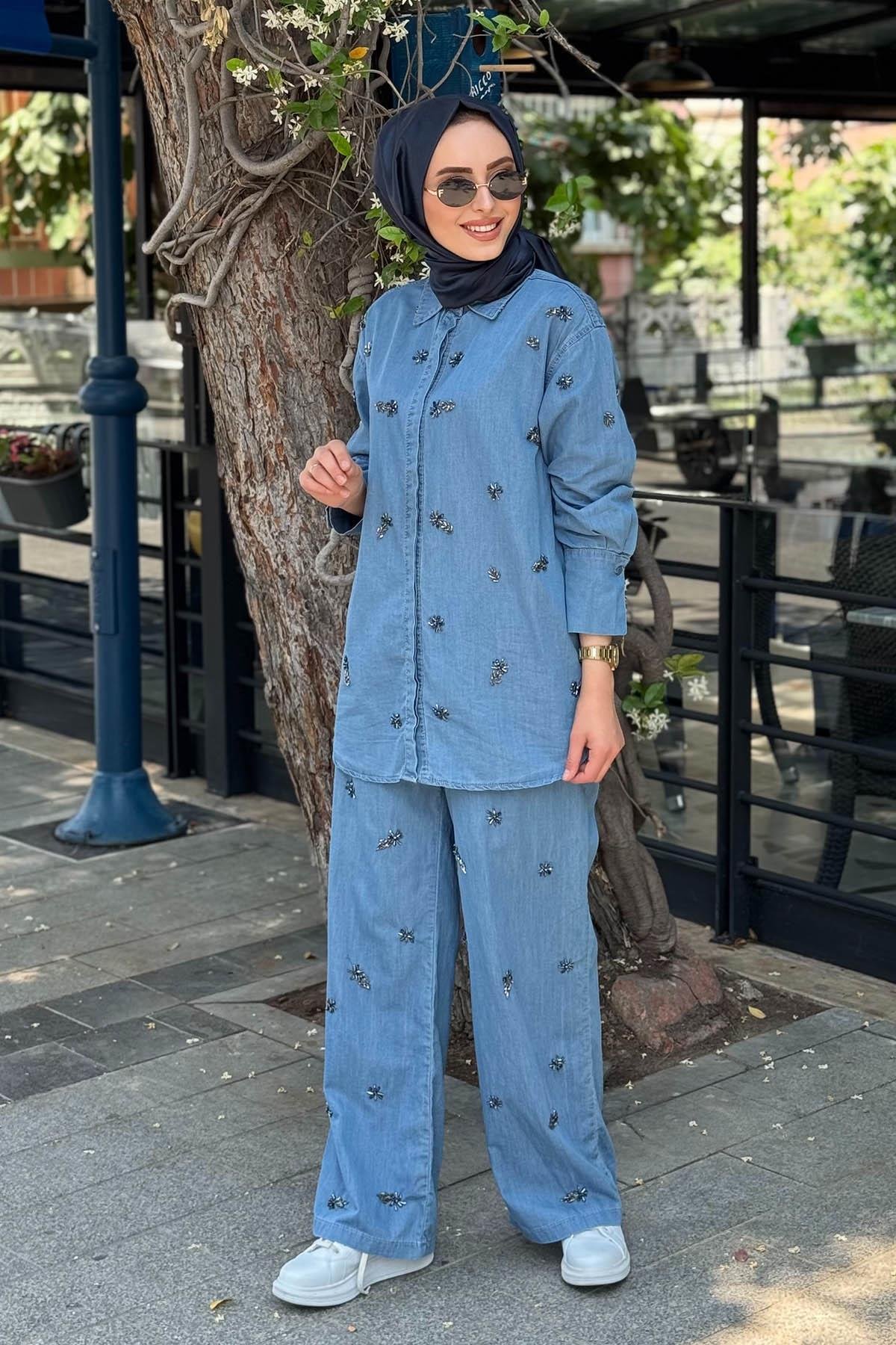 venöve Meva Gömlek 25SSGOM0012 Mavi