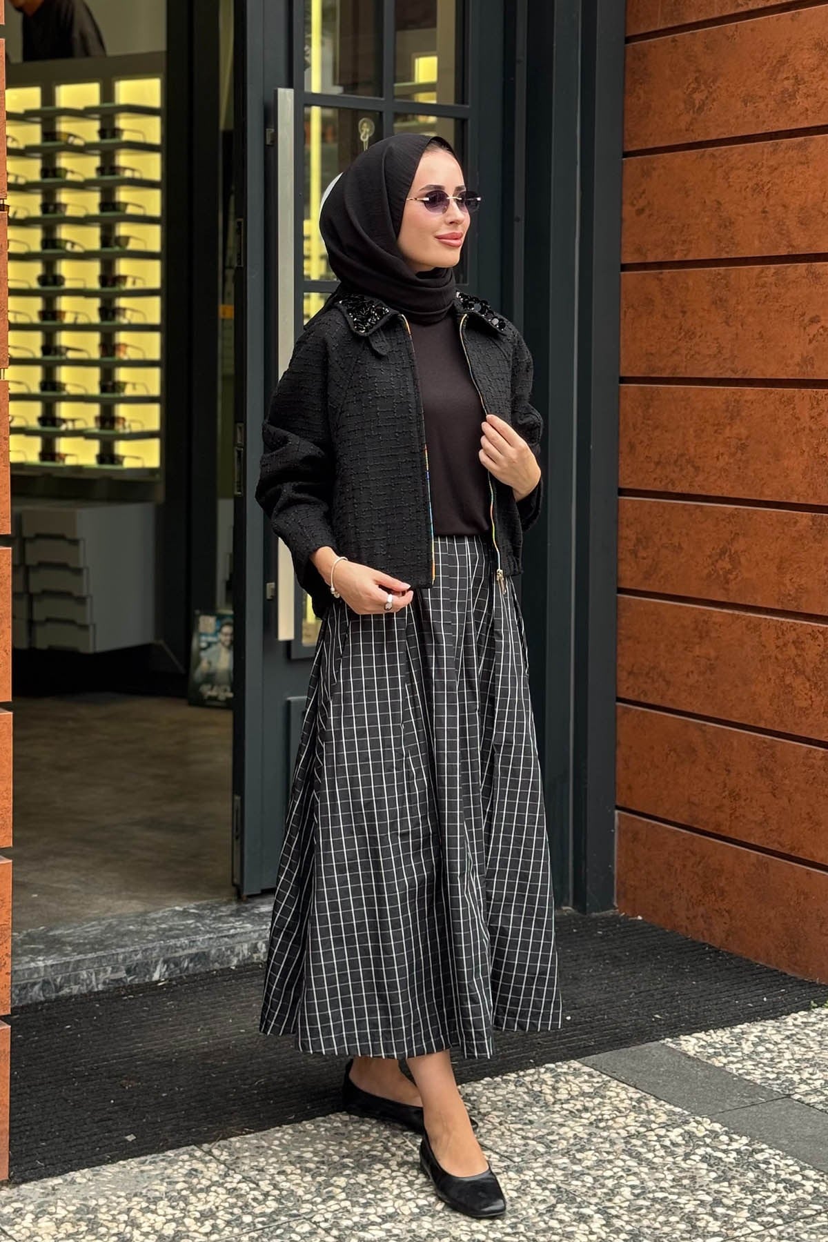 venöve Nelli Etek 27FWETE0010 Siyah Gri