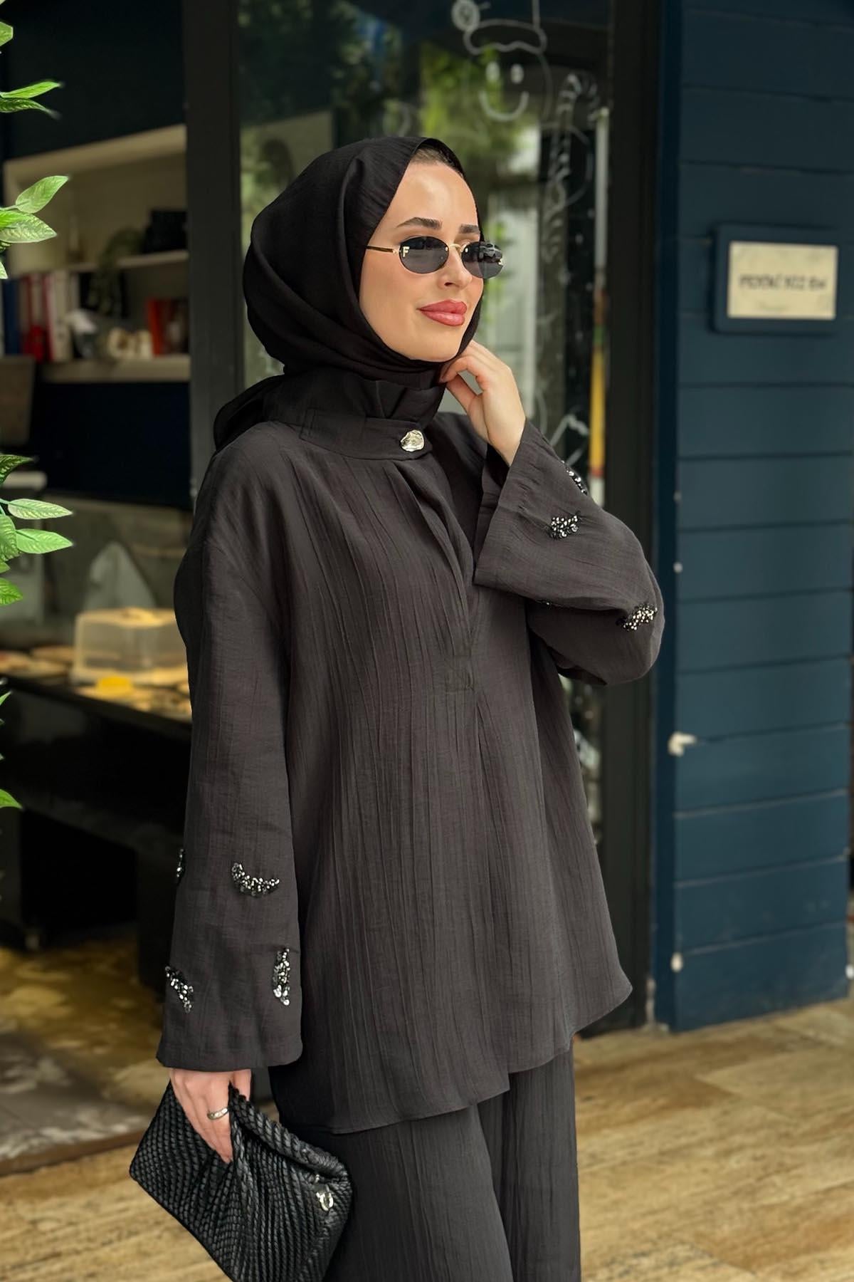 venöve Pantolonlu Takım 26SSTUN001 Siyah