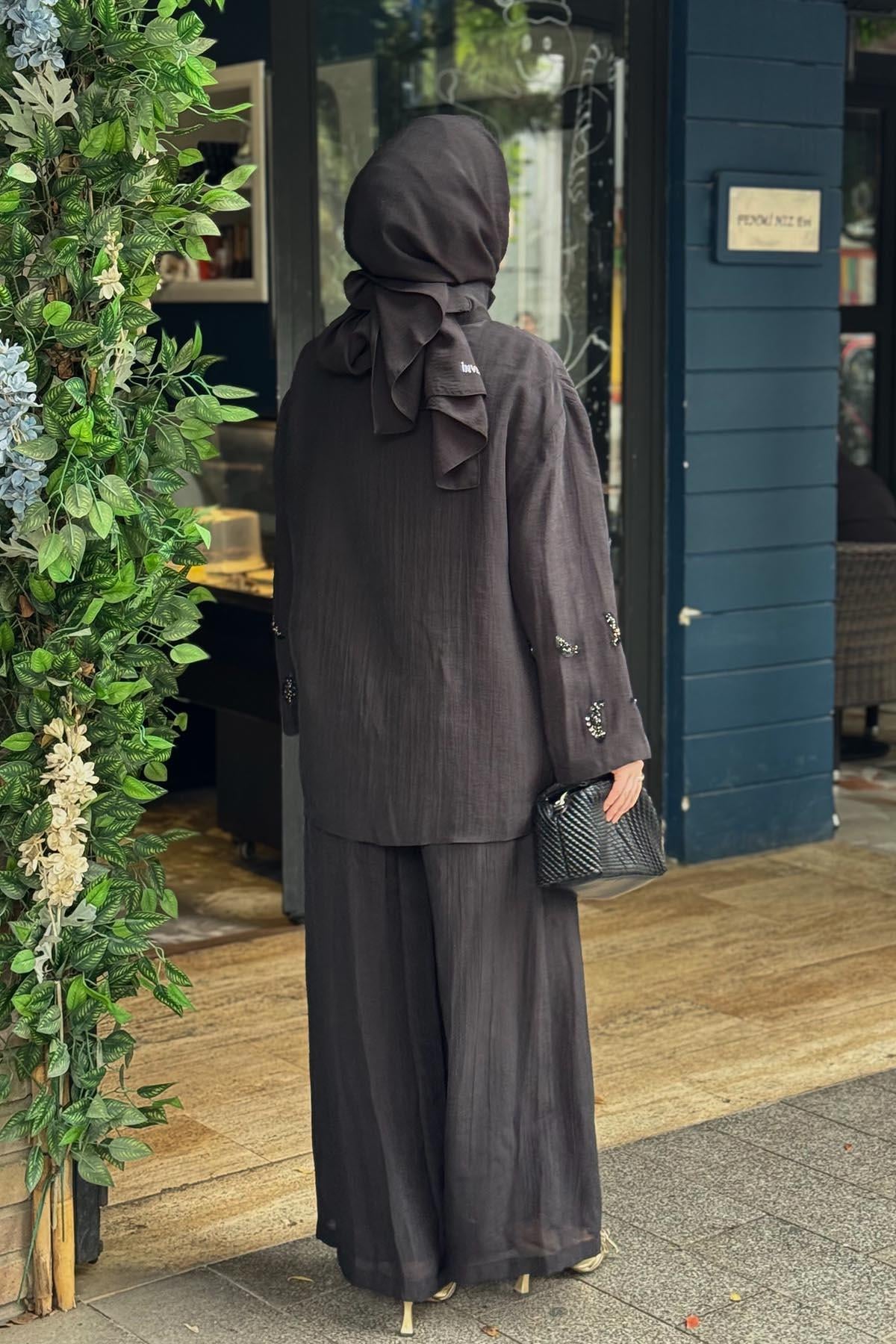 venöve Pantolonlu Takım 26SSTUN001 Siyah