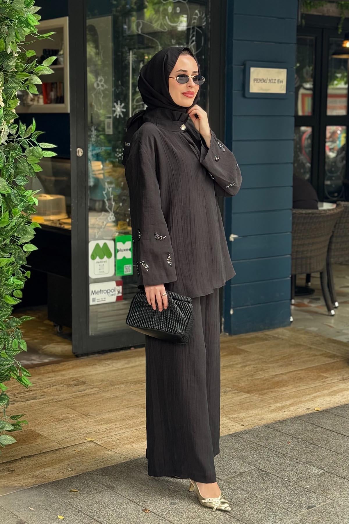 venöve Pantolonlu Takım 26SSTUN001 Siyah
