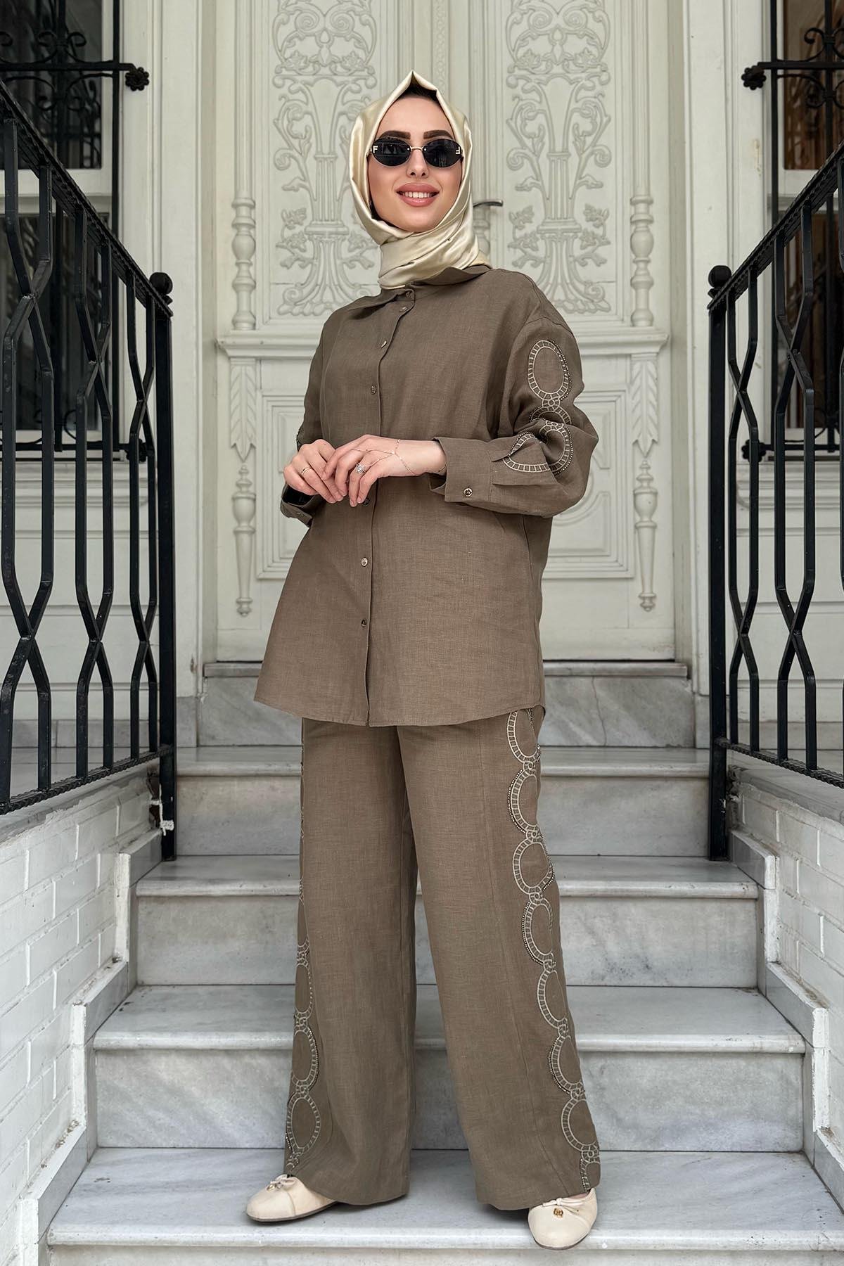 venöve Sonya Pantolonlu Takım 25SSGOM0024 Haki