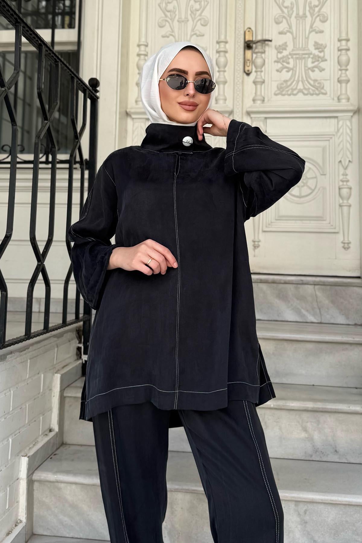 venöve Yulia Pantolonlu Takım 25SSTUN0002 Siyah
