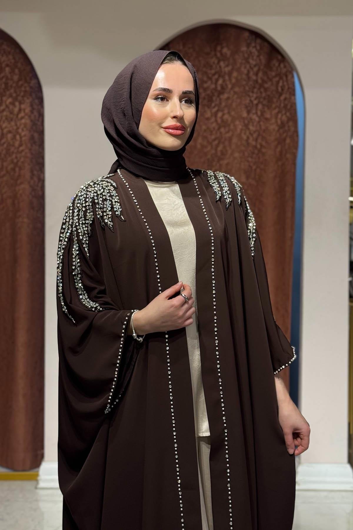 WHİTE CORNER Abaya 2951 Kahve