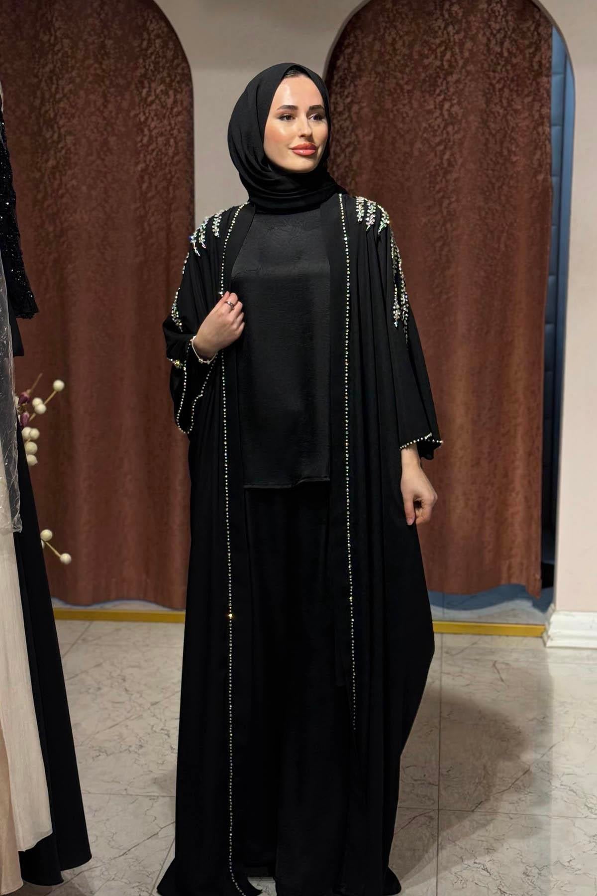 WHİTE CORNER Abaya 2951 Siyah