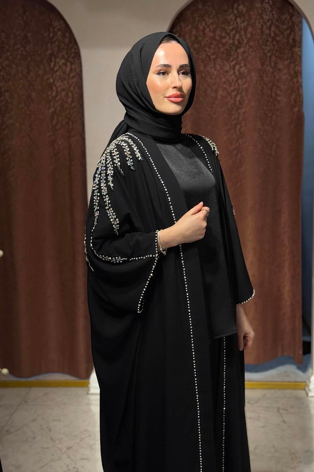 WHİTE CORNER Abaya 2951 Siyah