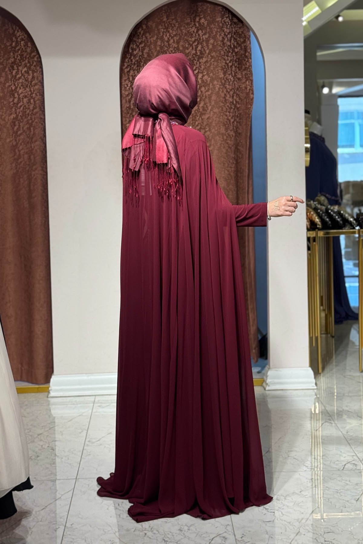 WHITE CORNER Abaya 3246 Bordo