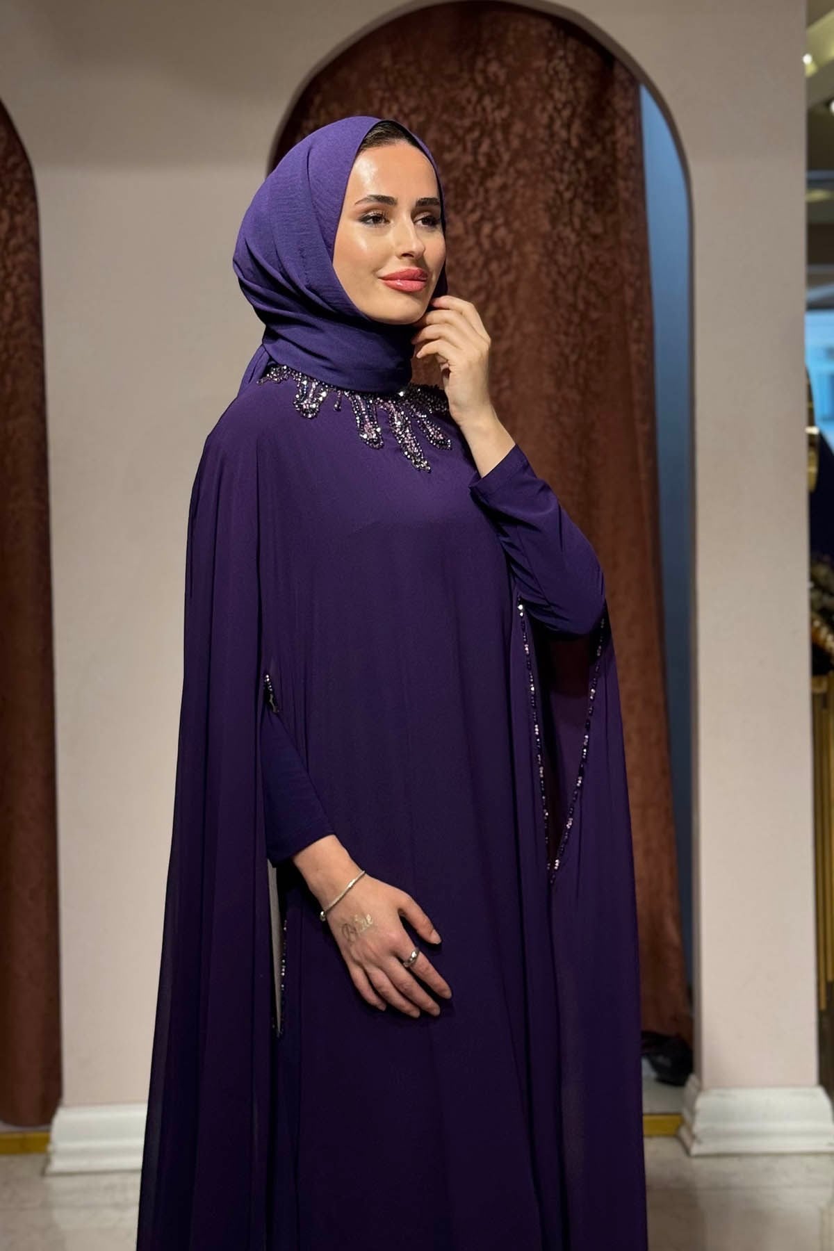 WHITE CORNER Abaya 3246 Mor