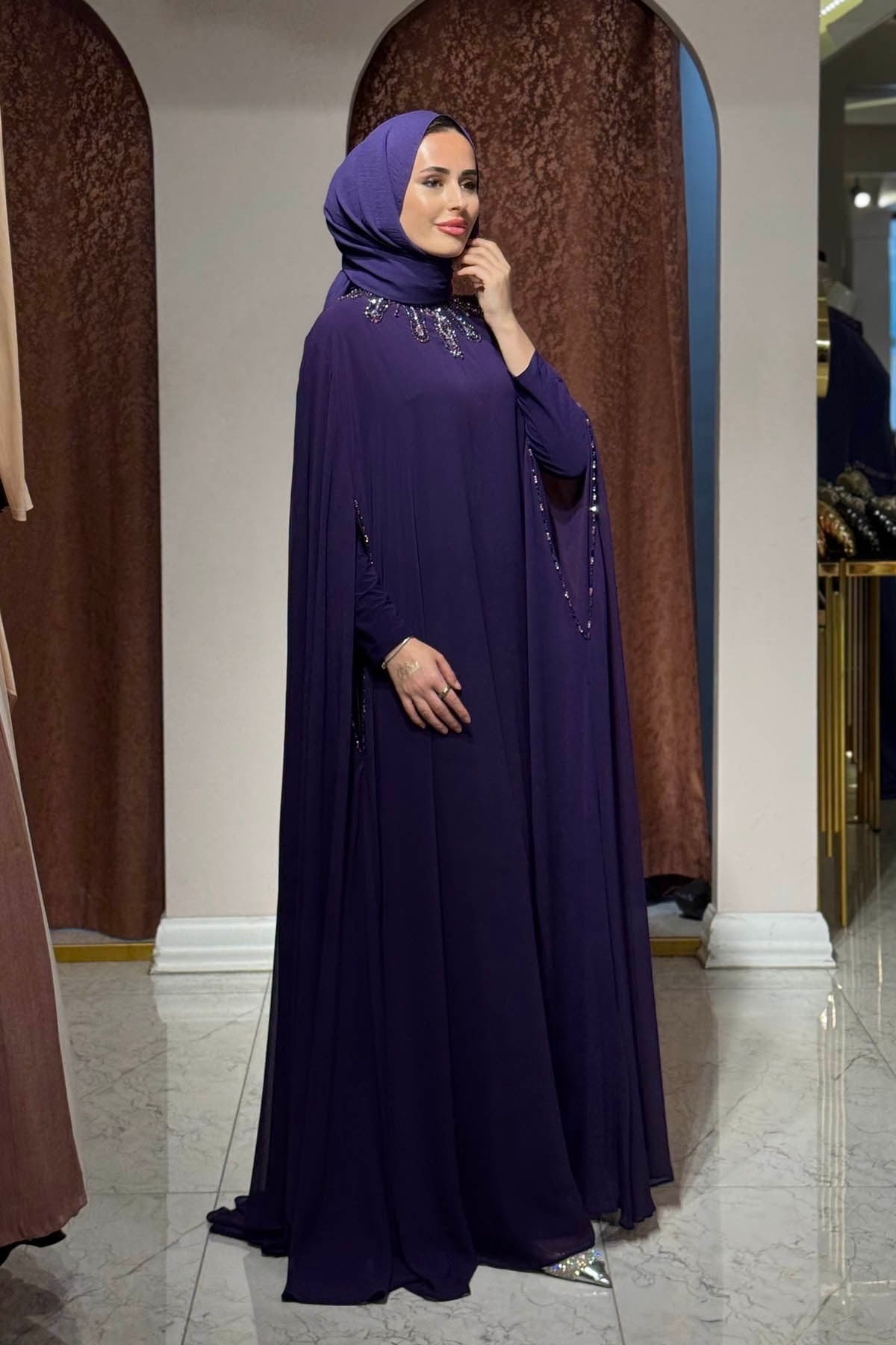 WHITE CORNER Abaya 3246 Mor