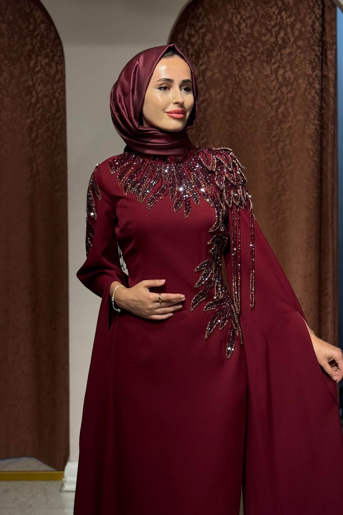 WHİTE CORNER Abiye 2958 Bordo