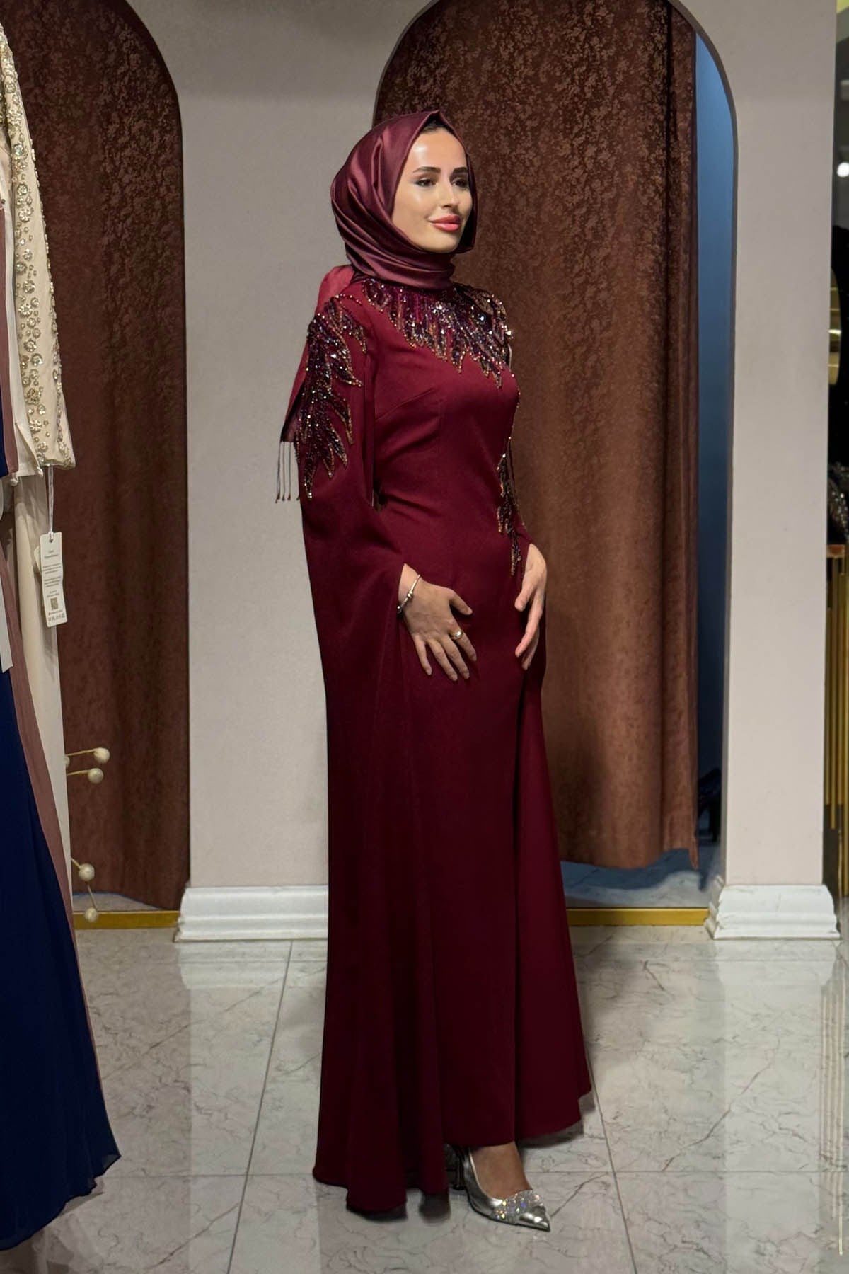 WHİTE CORNER Abiye 2958 Bordo
