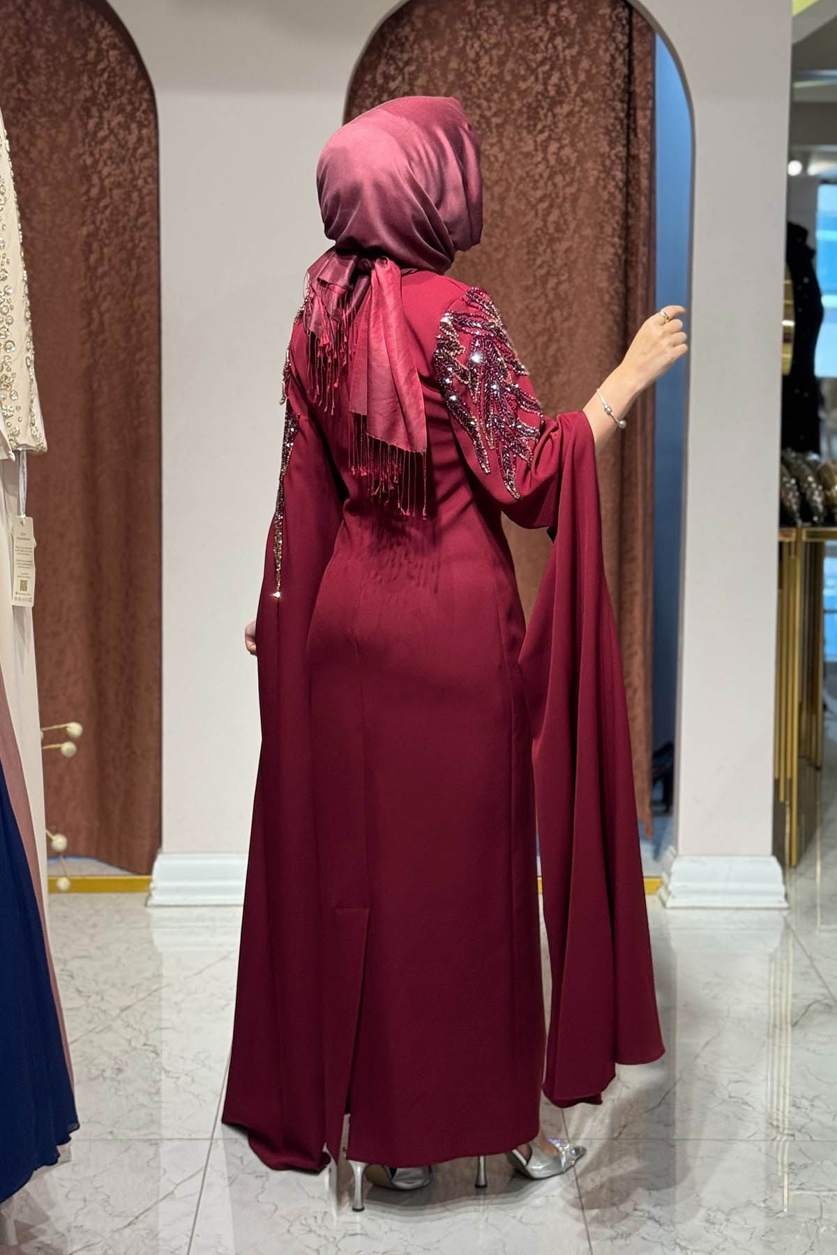 WHİTE CORNER Abiye 2958 Bordo