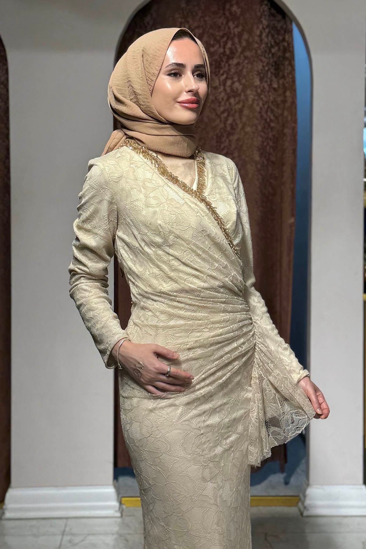 WHITE CORNER Abiye 3285 Bej